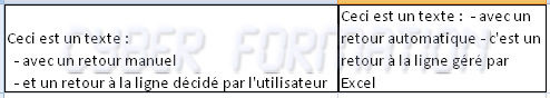 passer à la ligne exemple de retour à la ligne avec excel, saut de ligne, passage à la ligne