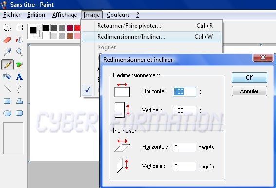 redimensionner, réduire image avec paint