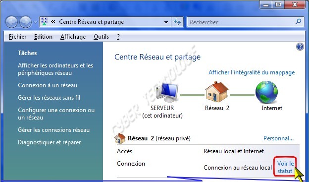 propriété réseau et connexion internet Vista