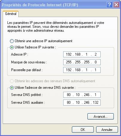 ADRESSE IP FIXE WANADOO